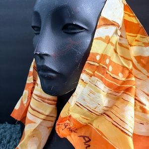 Vintage Elizabeth Arden Yellow Orange Floral Scarf